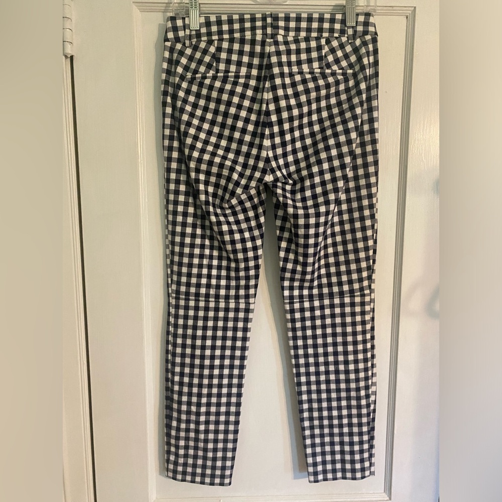 J. Crew Factory Navy Gingham Winnie Ankle Cotton Stretch Preppy Pants Size 0 - Picture 4 of 15
